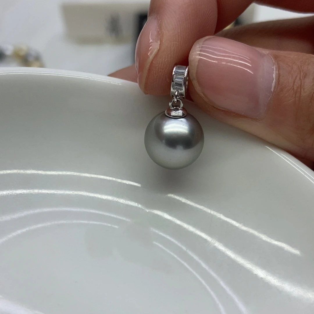 银S925镶嵌海水珍珠吊坠(不含链)
