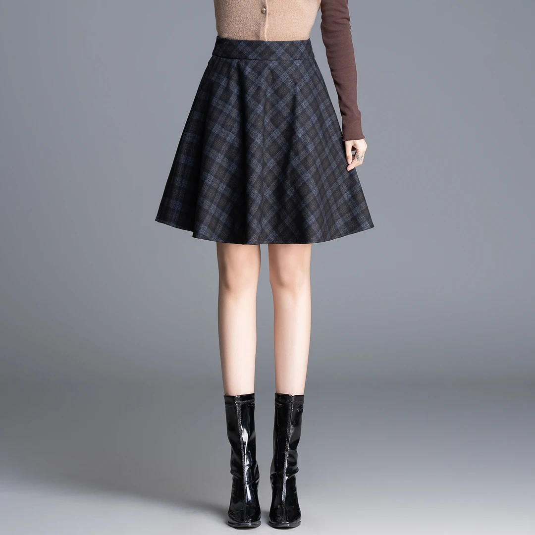 秋冬时尚半身裙格子裙子A字短裙91105