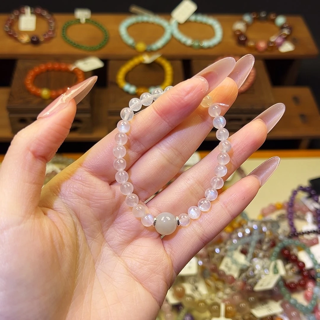 烟晶手链银S925镶嵌蓝月4015