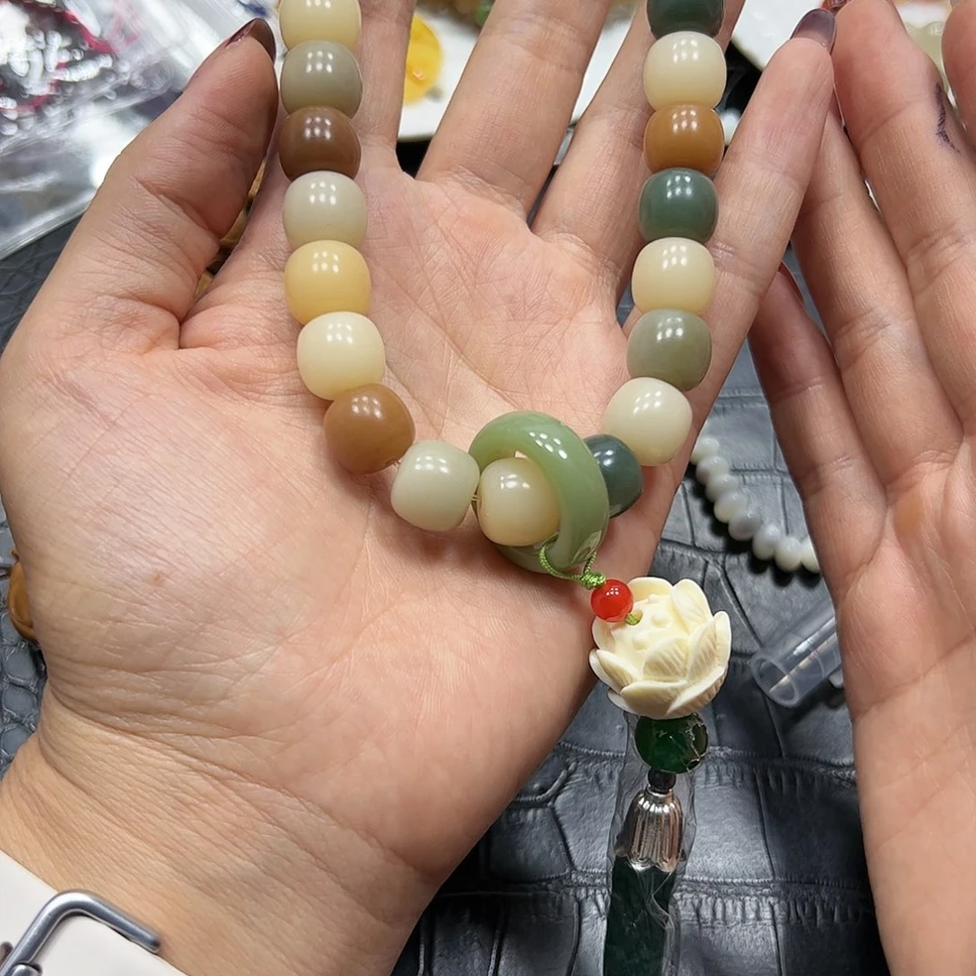 银S925镶嵌手链烟晶菩提车挂