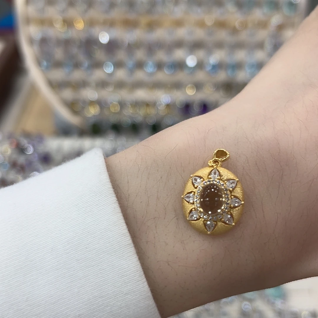 墩****吊坠(赠链)黄晶银S925镶嵌