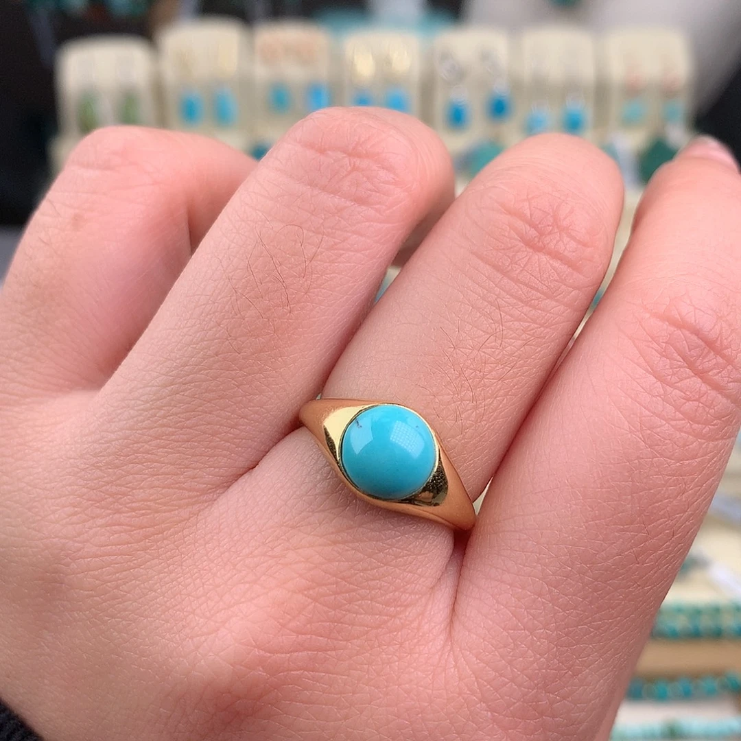 绿松石银S925镶嵌戒指