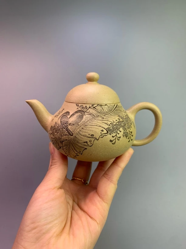 蒋巧云胖梨莲子壶紫砂壶原矿本绿全手工180cc茶具梨形泡茶壶手制