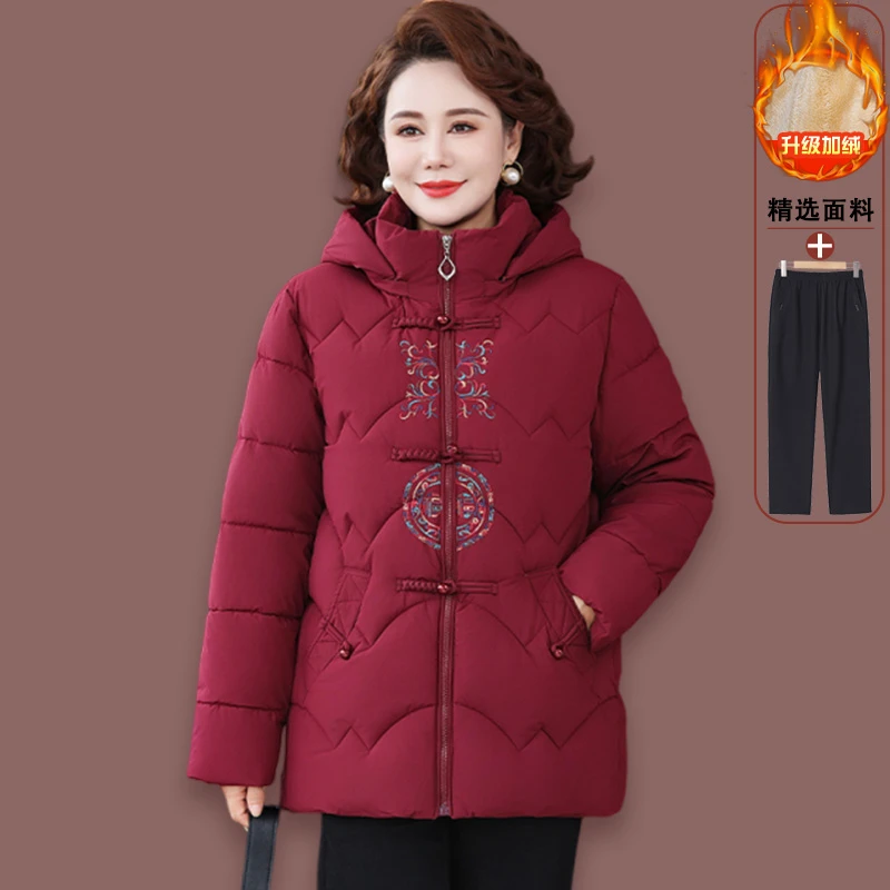 中老年人冬季棉服外套女2025新款老太太加厚连帽棉衣大码棉袄