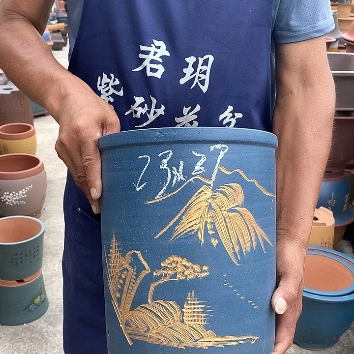 紫砂花瓶紫砂花盆盆栽植物种植