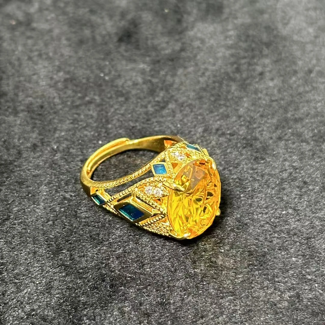 昊天高定-缅古馆轻奢黄宝戒指-JZ0037