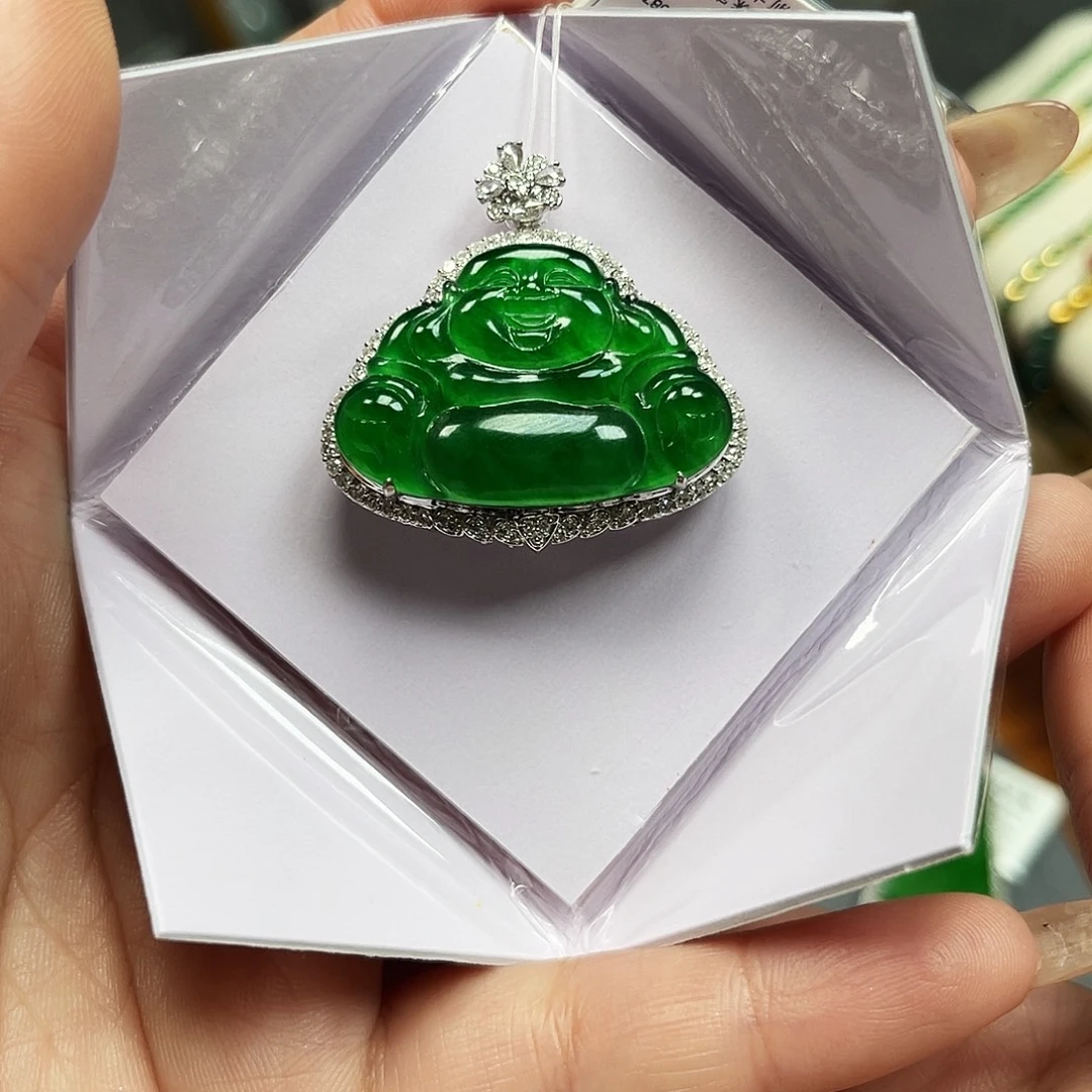 翡翠18K金镶嵌吊坠(不含链)