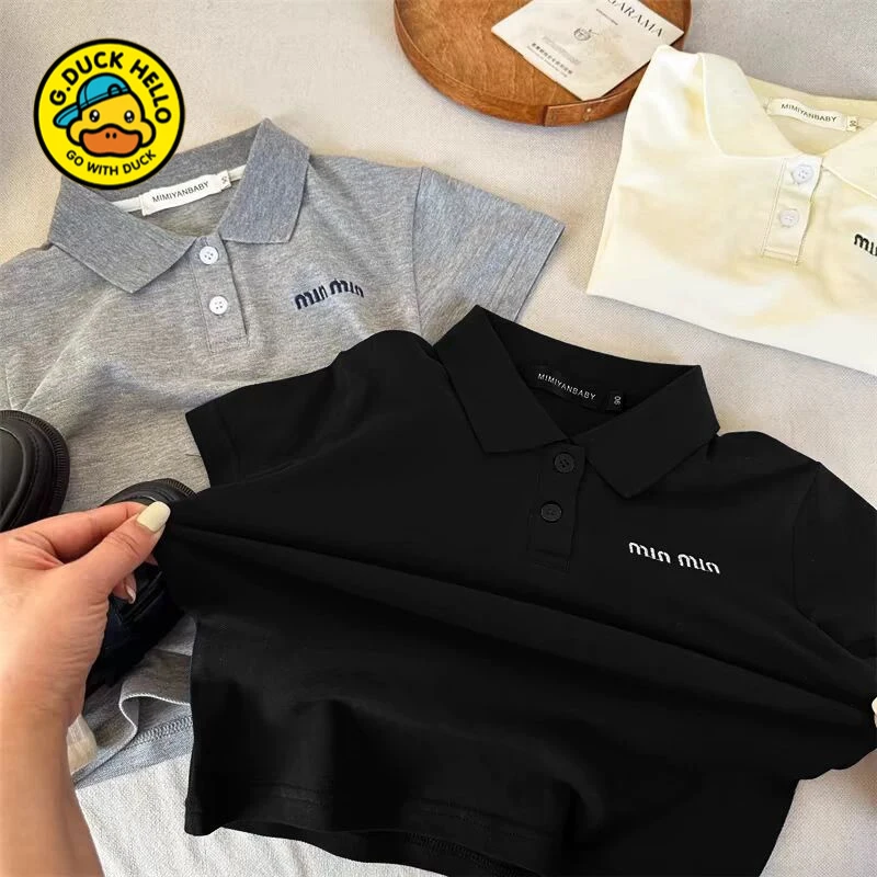 小黄鸭儿童装男童t恤短袖polo衫夏装2025新款洋气纯棉衣服宝宝翻