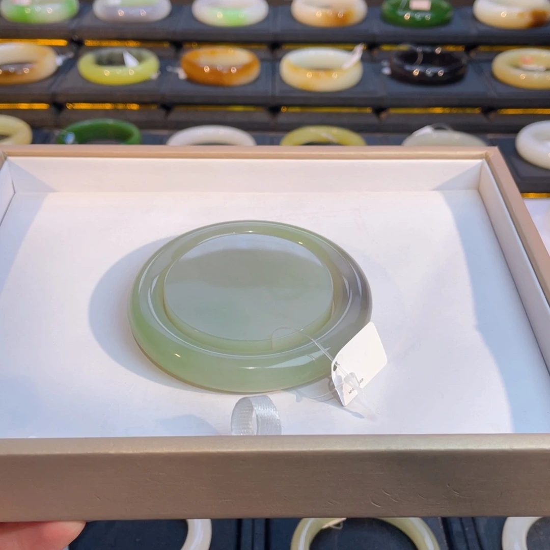 和田玉手镯未镶嵌紫翠套镯56