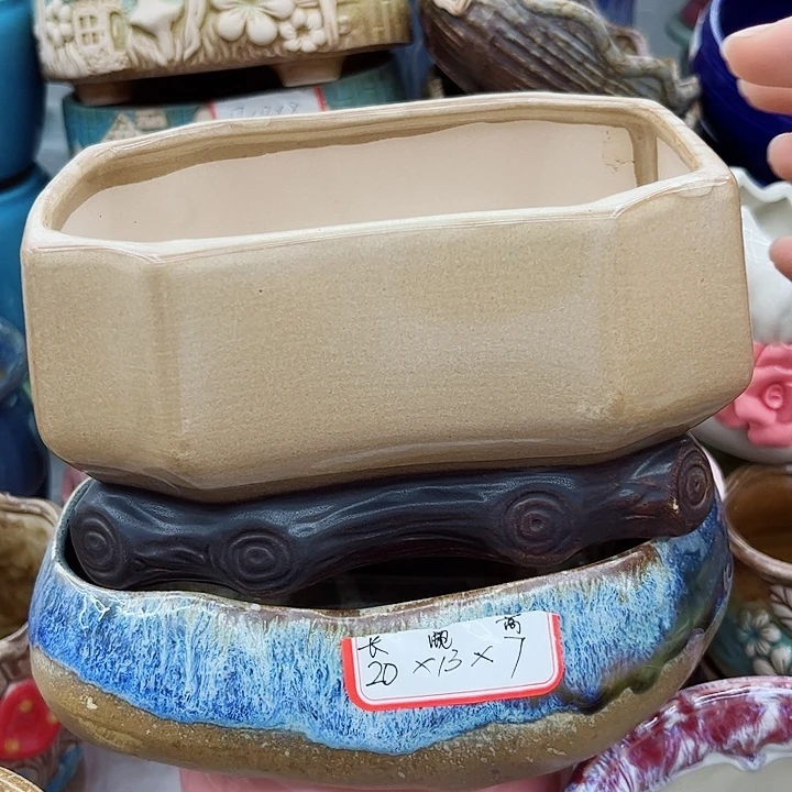 多肉绿植陶瓷花盆9.9包邮，有孔