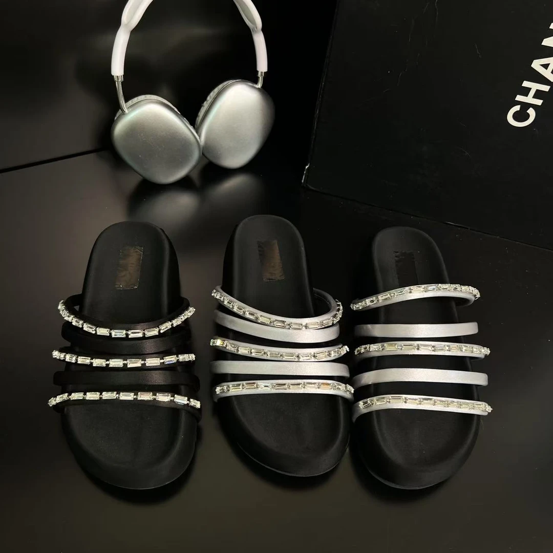 【璀璨系列】厚底水钻一字拖女2025夏季新款软底舒适拖鞋25L97-3