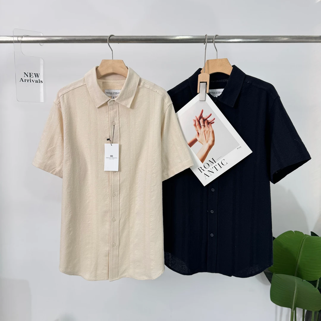 C694衬衫领青年宽松衬衫薄款夏季上衣舒适吸汗商务短袖253Y