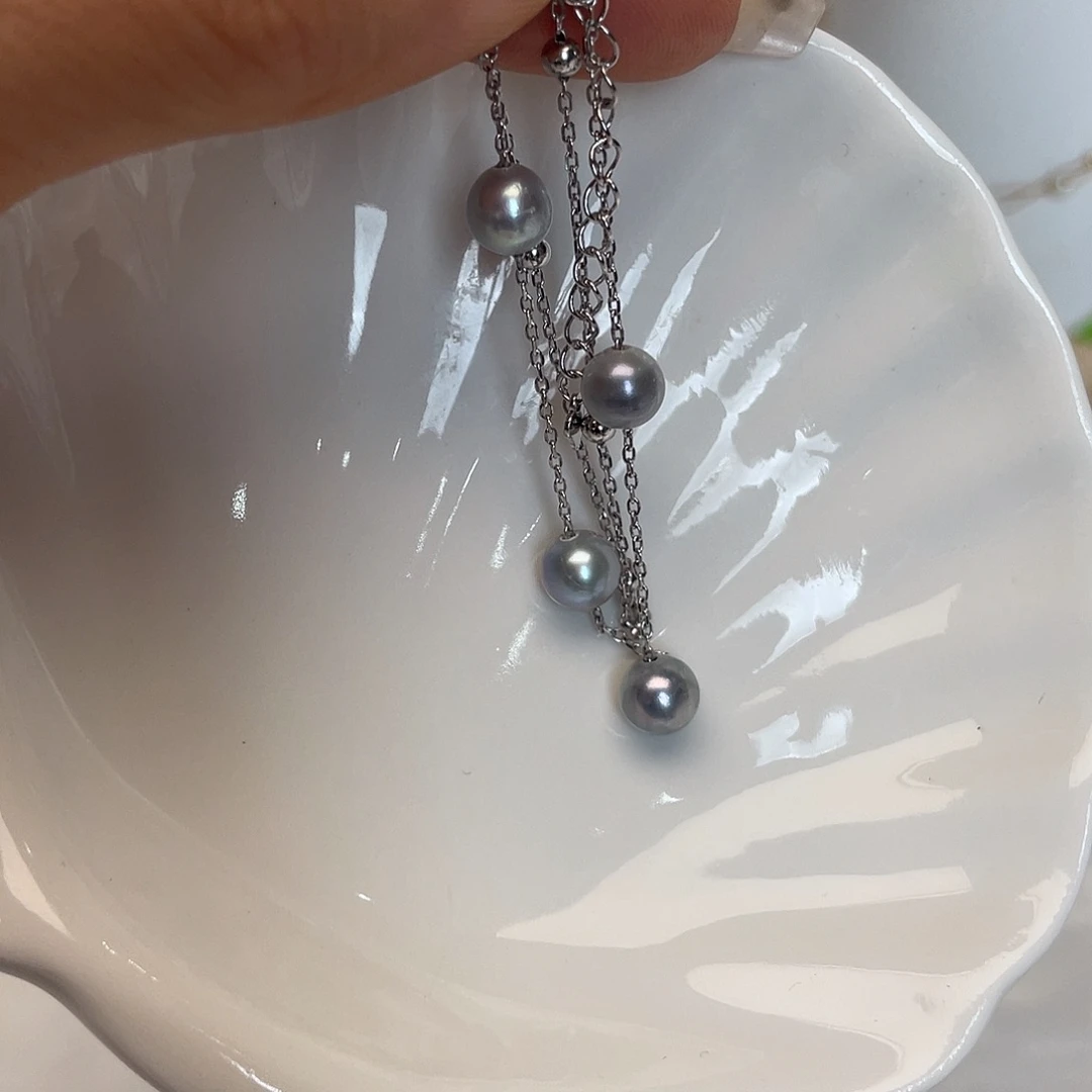 海水珍珠银S925镶嵌手绳