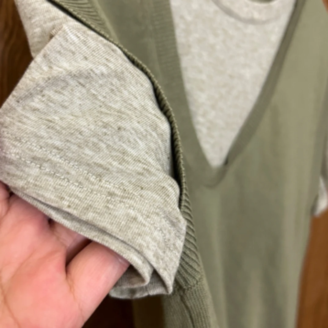 JING·墨绿色棉麻假两件上衣舒适百搭大地色系