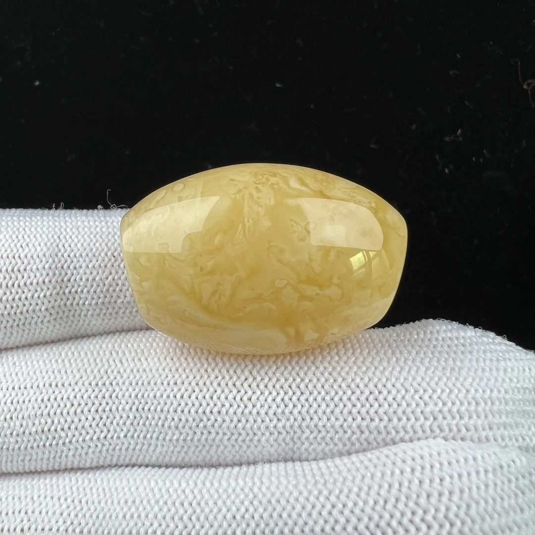 R3982天然原矿蜜蜡 鸡油黄妖花马蹄珠 22*32mm抖音基地质检发货