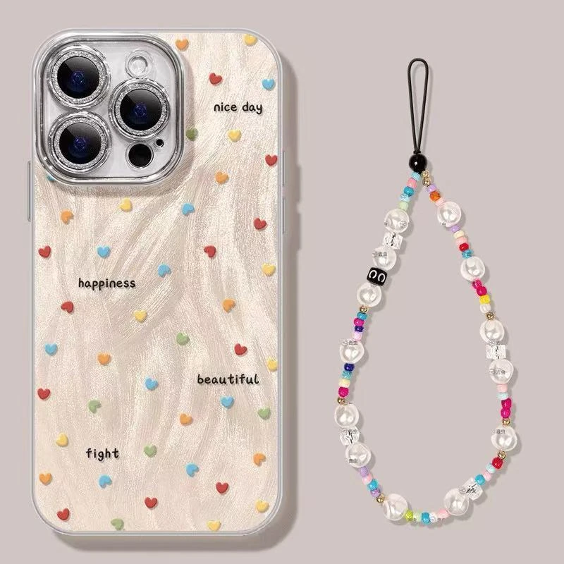 BANCA彩色爱心波点精孔羽纱适用苹果16手机壳华为p70vivoppo小米