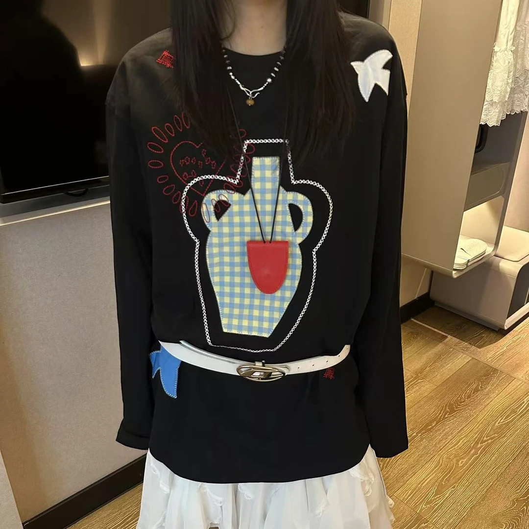 【一个亦】刺绣花瓶贴布上衣YEE/1483