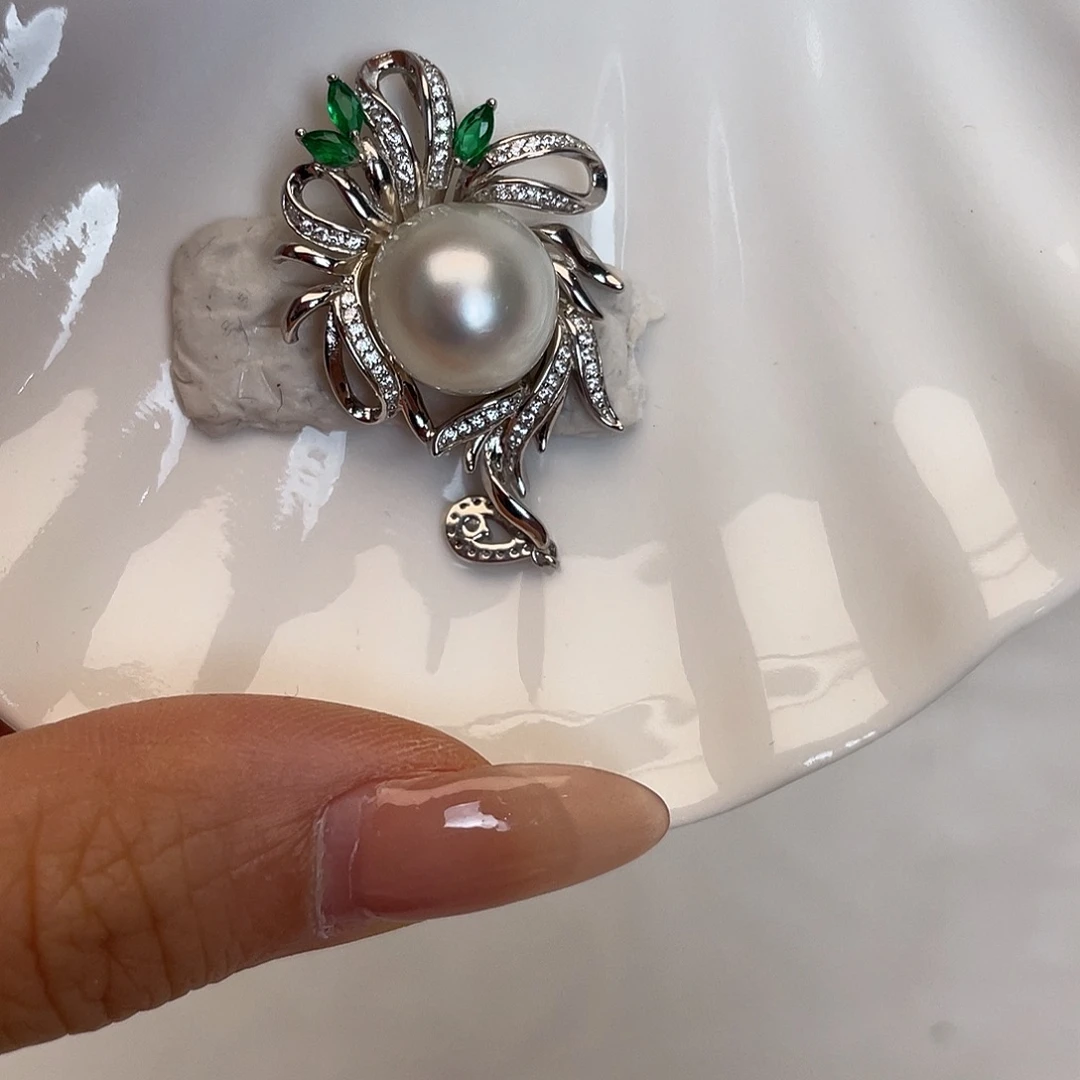 海水珍珠吊坠(不含链)银S925镶嵌