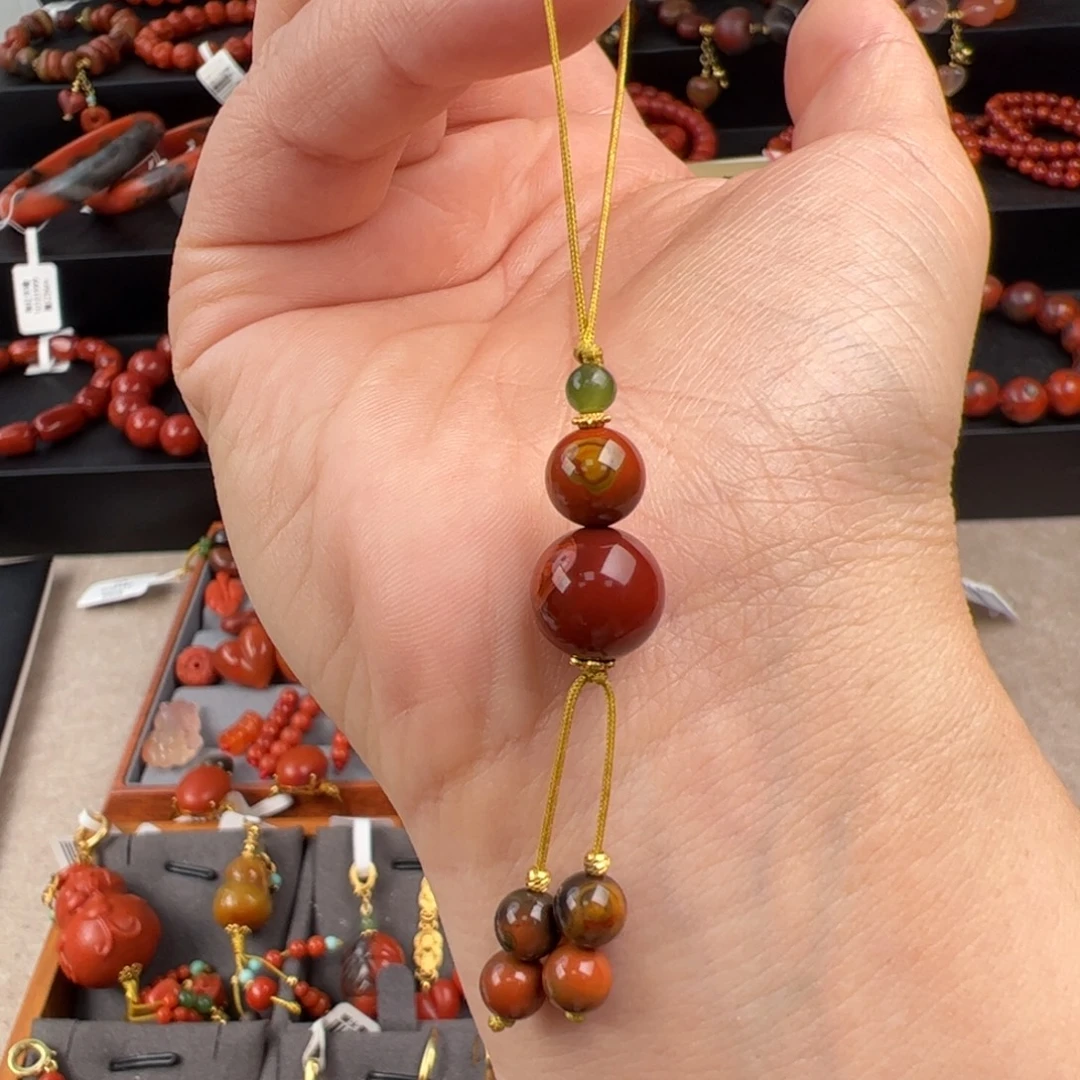 南红玛瑙未镶嵌（包浆葫芦手机挂7-10mm