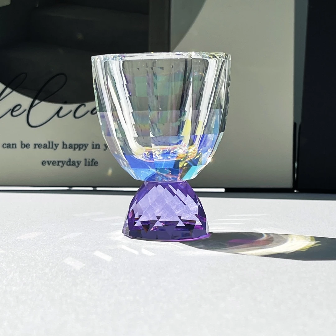紫色底八角水晶杯