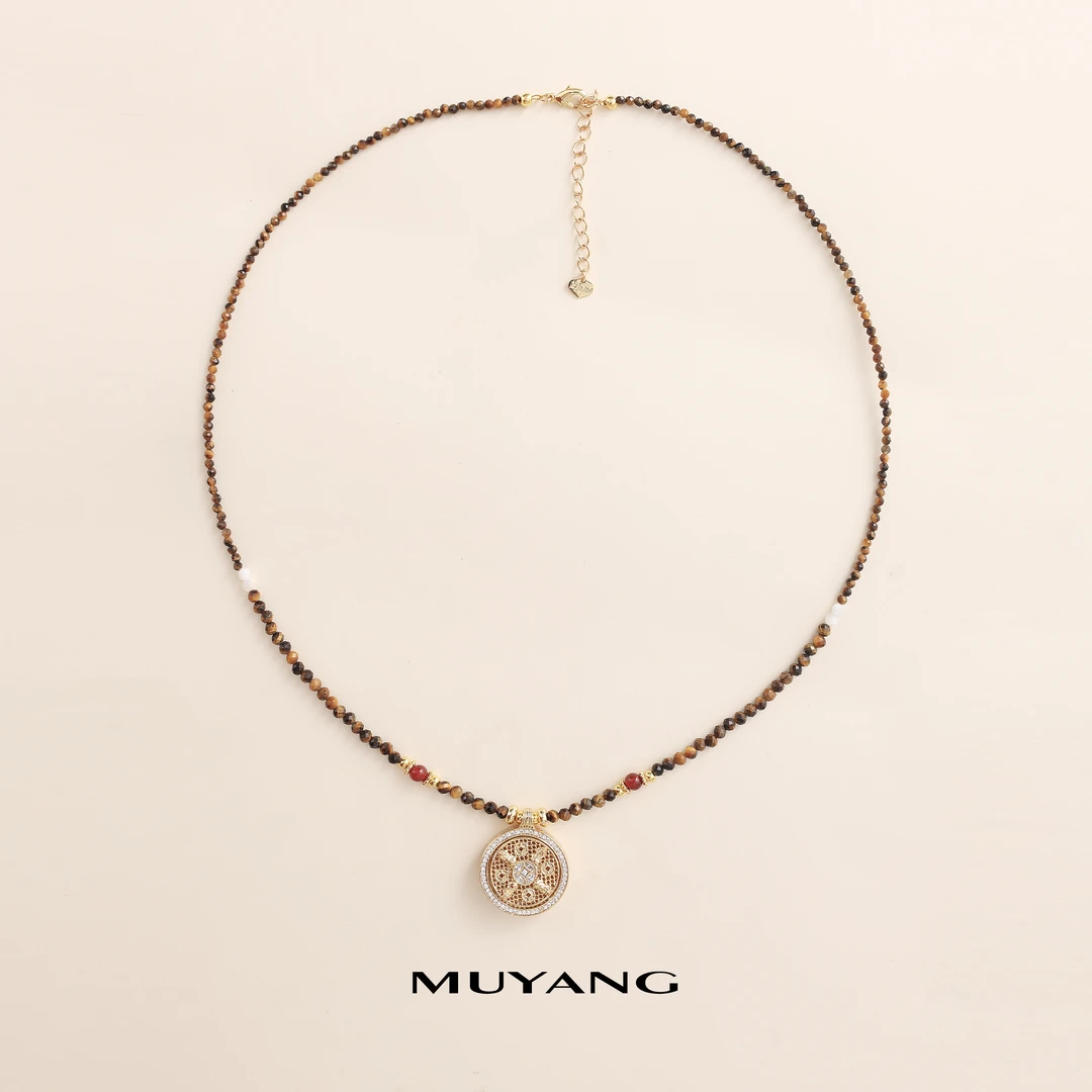 muyang/慕阳 铜合金琉璃项链 手工气质时尚轻奢百搭元莱项链