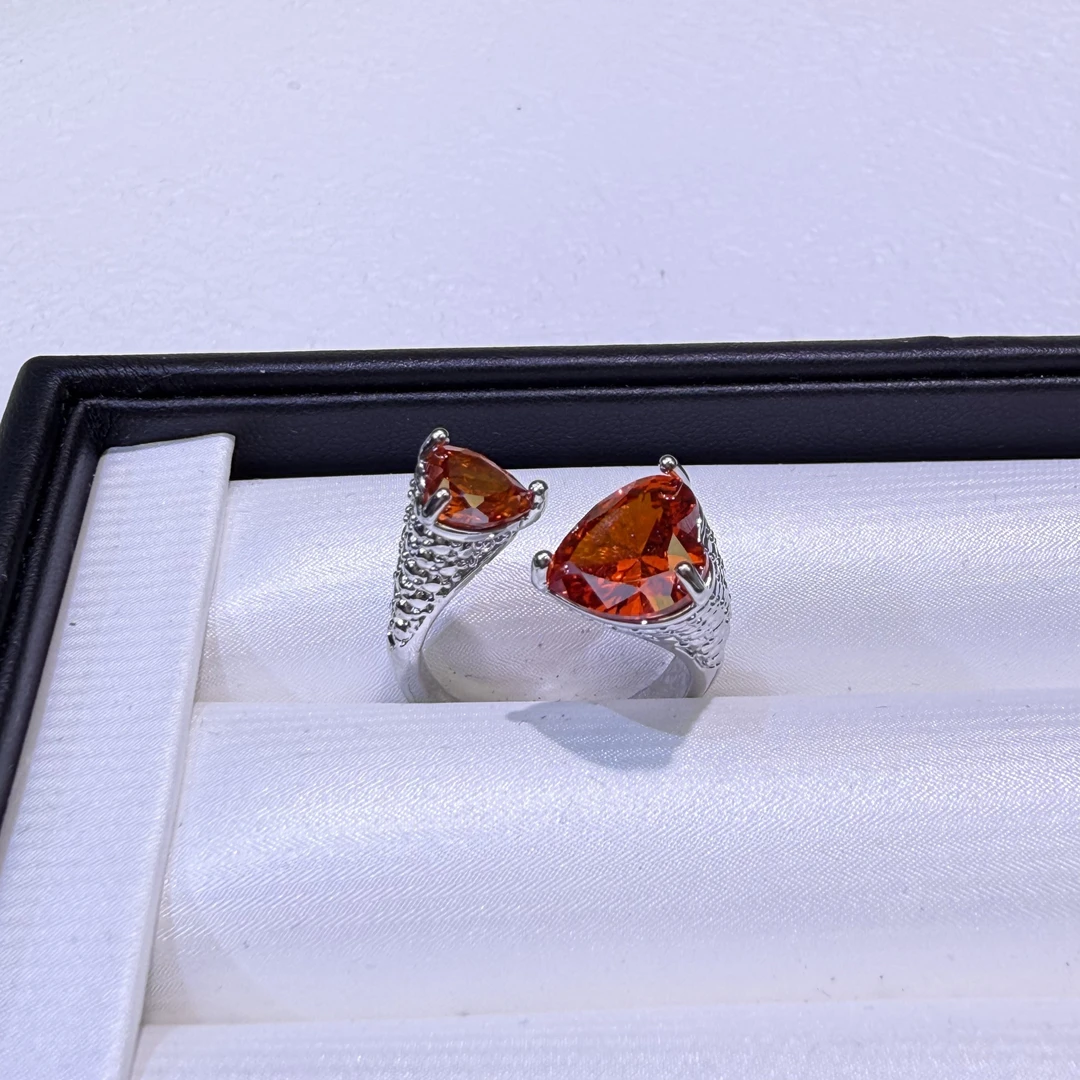 铜合金锆石戒指 CL7022红-法式心形复古戒指时尚欧美