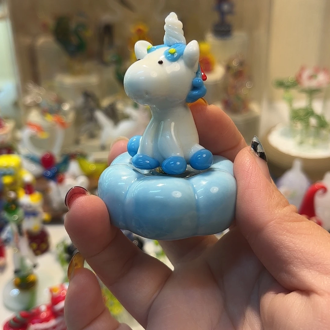 琉璃手工艺品旋转独角兽