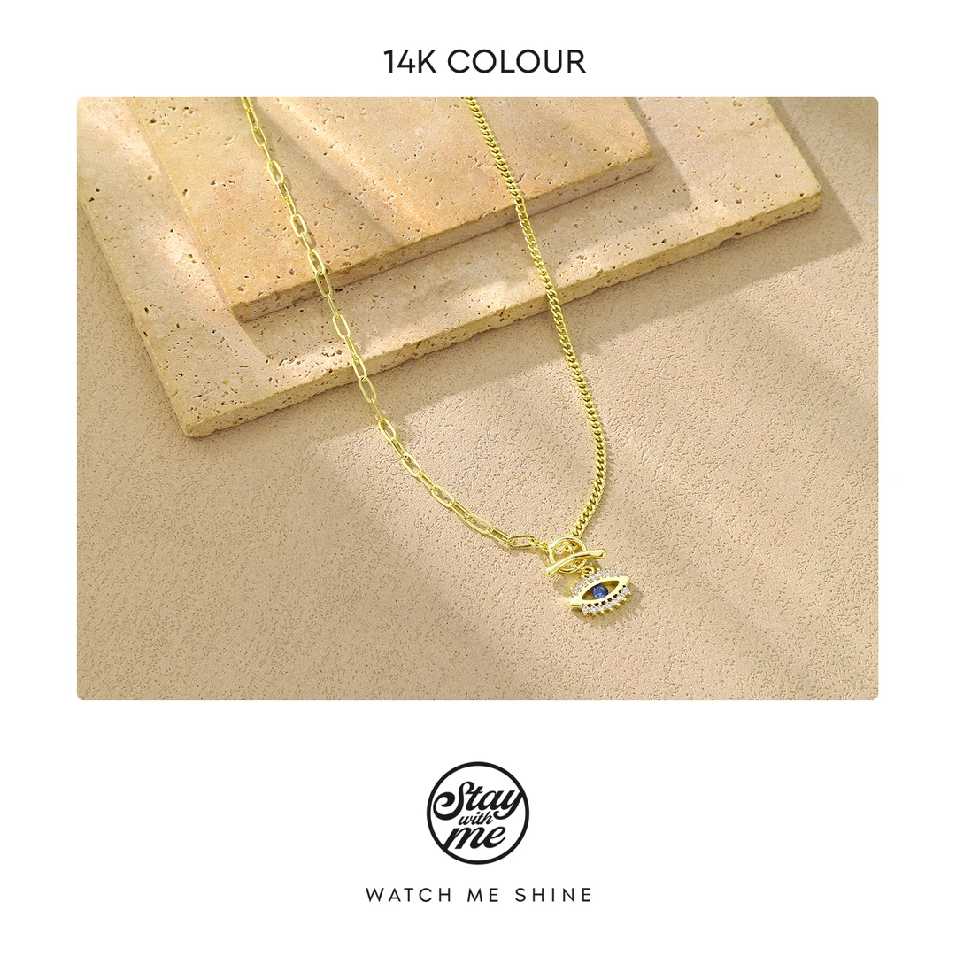 STAY WITH ME 铜合金项链 小众设计N1730双链OT扣恶魔之眼项链