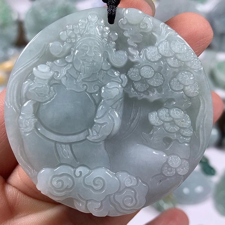 翡翠未镶嵌颈饰山水财神爷福利