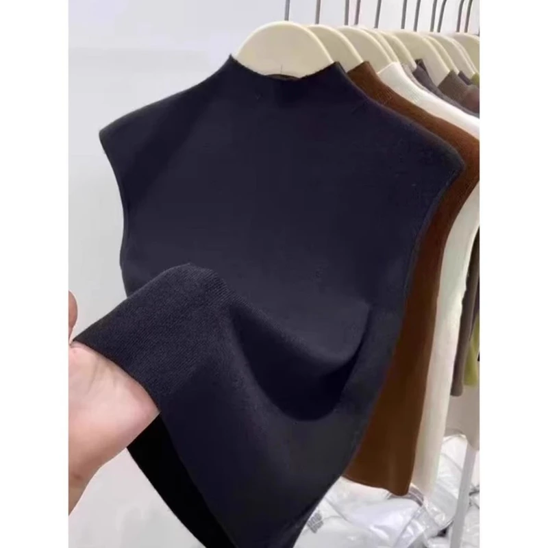 半高领针织小背心吊带女夏季外穿西装内搭无袖冰丝上衣洋气打底衫