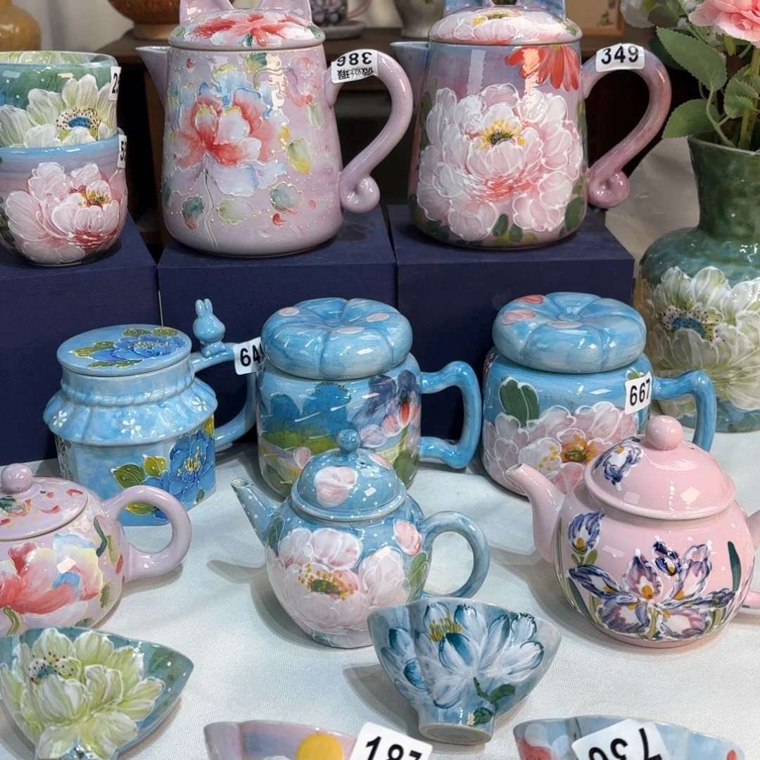 景德镇手绘高温釉下彩陶瓷茶具