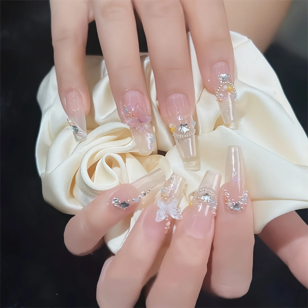 美甲饰品2025年新款高级迷你美甲陶瓷珍珠钻混装材料包美甲店专用