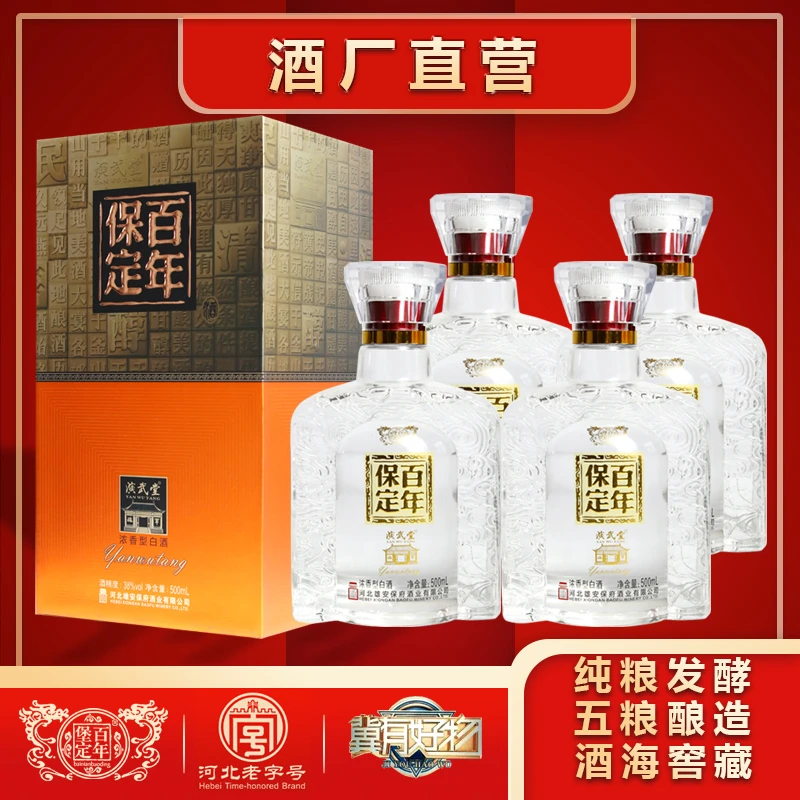 百年堡定演武堂38度优级浓香白酒粮食酒礼盒装带手提袋38度500