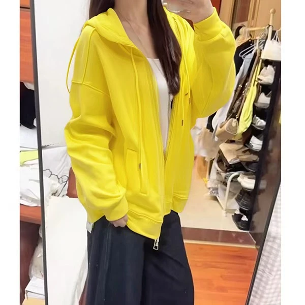 WYK L胸126-160长65减龄宽松长袖拉链休闲重工刺绣连帽卫衣 2094