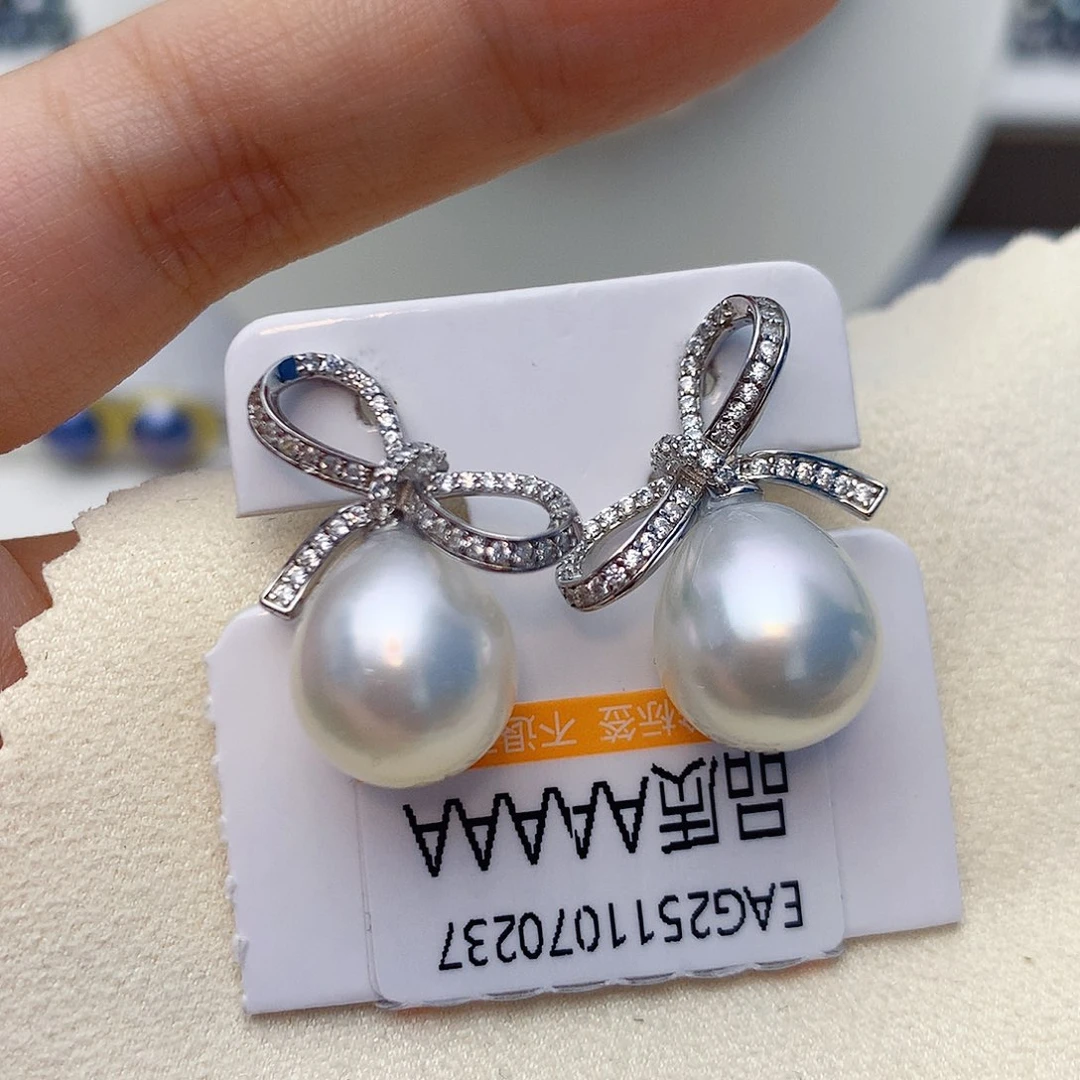 耳饰银S925镶嵌海水珍珠w33