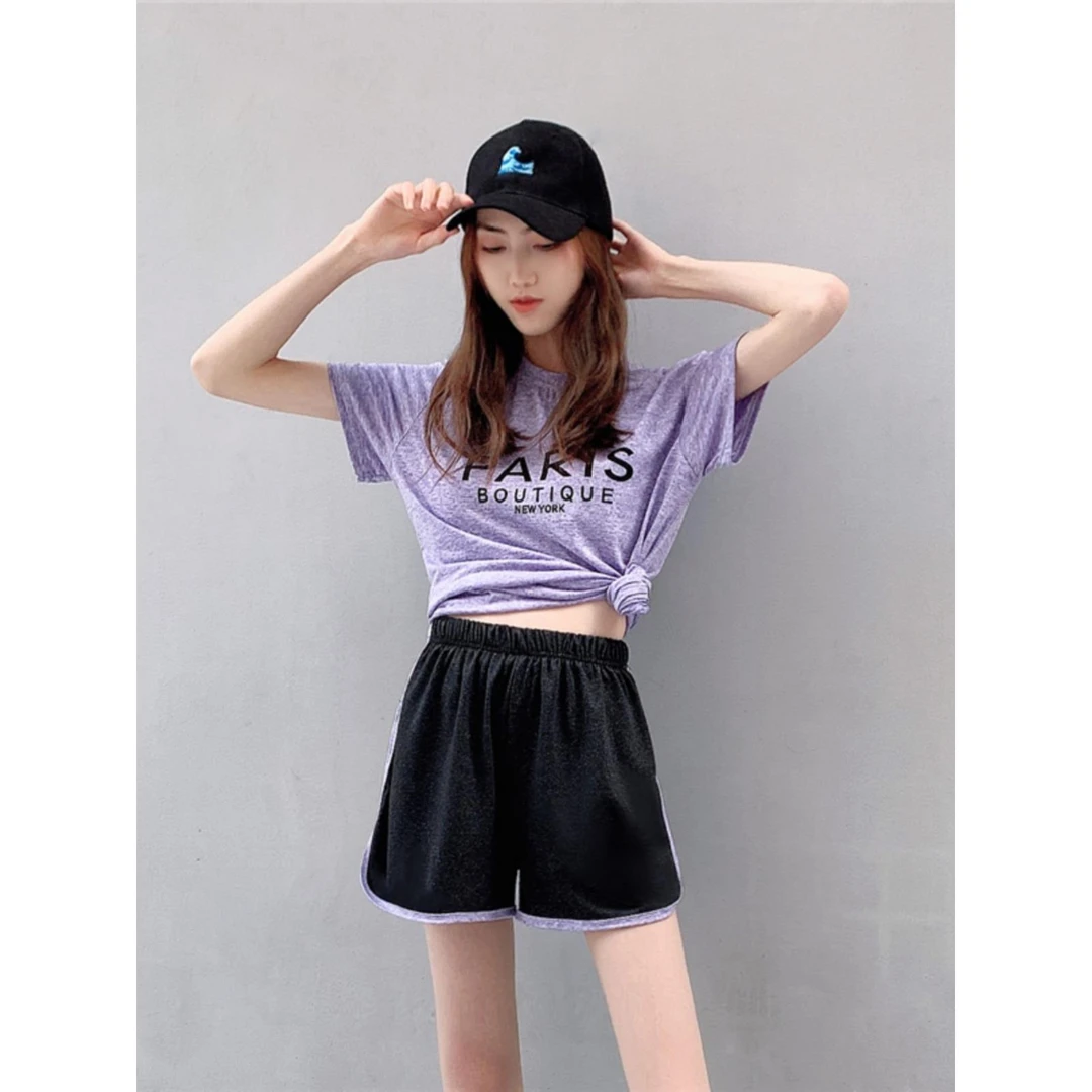 网红运动套装女夏季健身房跑步瑜伽服休闲速干衣短裤短袖两件套潮