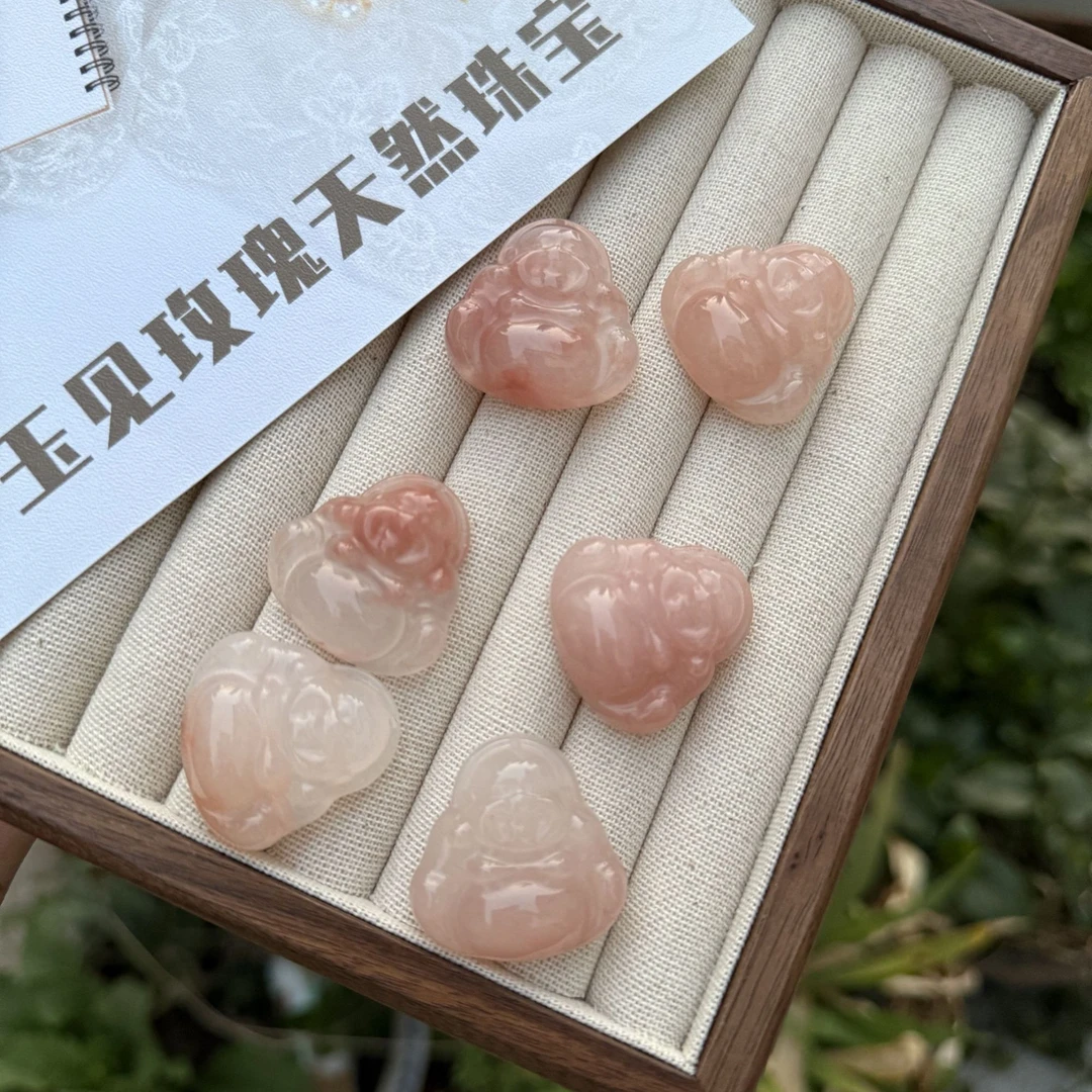 （30mm）桃花酿佛公新疆金丝玉吊坠挂件天然樱花粉佛公吊坠