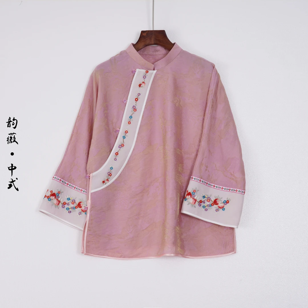 常规款女装刺绣斜襟薄款中国风上衣新中式复古10119