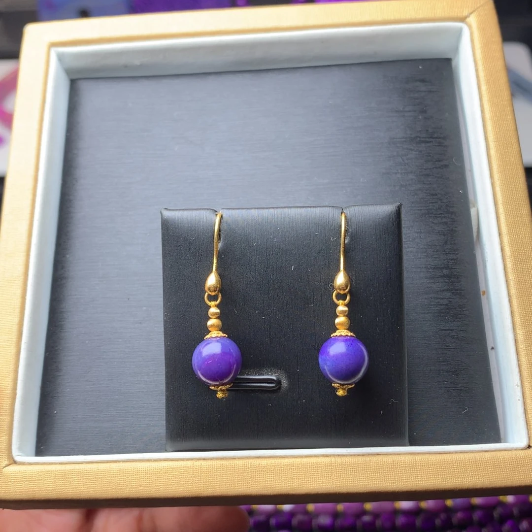 苏纪石（舒俱来）耳坠18K金镶嵌