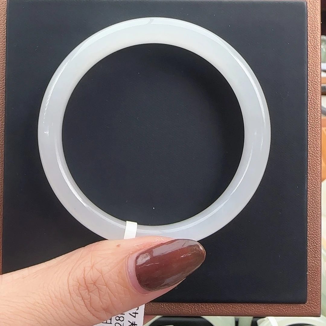 和田玉未镶嵌手镯高冰白 白月光窄平安镯53-54福利