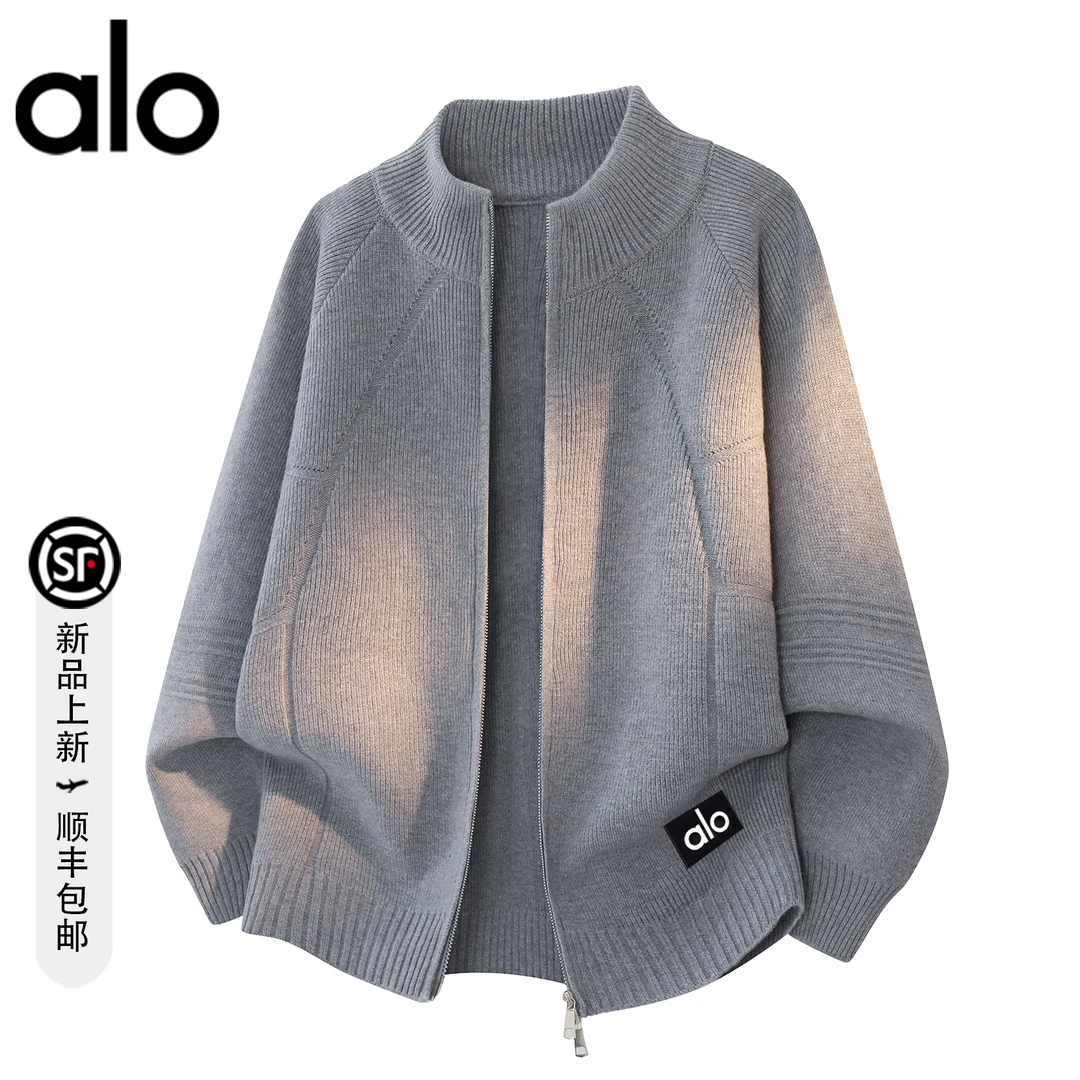 【官方奥特莱斯】拉链开衫立领毛衣男款秋冬宽松针织衫百搭线衣外套