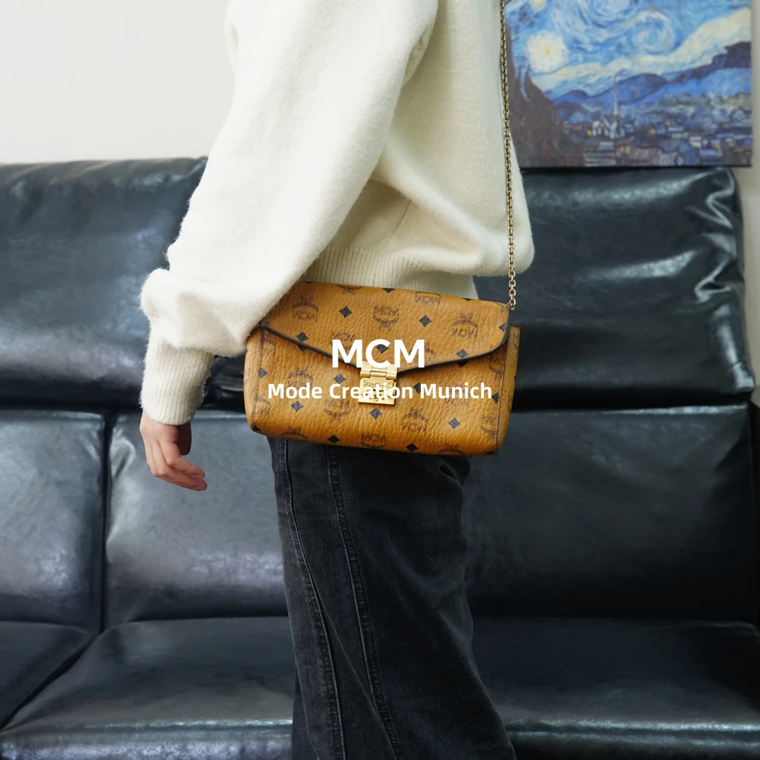95新 MCM 干邑色链条包/SA01527012/7012