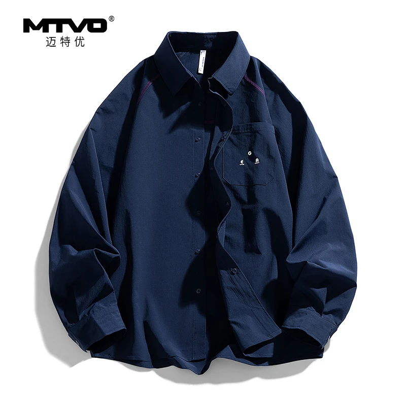 长袖衬衫2025年秋季新款男款美式潮牌高街百搭休闲简约长袖衬衫