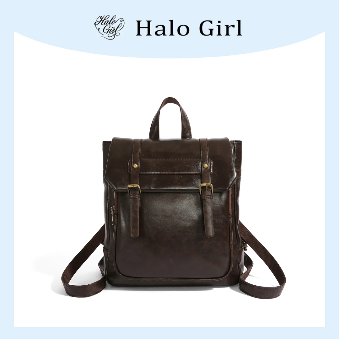 一张同学【长约30宽11高35单位厘米】复古晕染双肩包C7701棕色