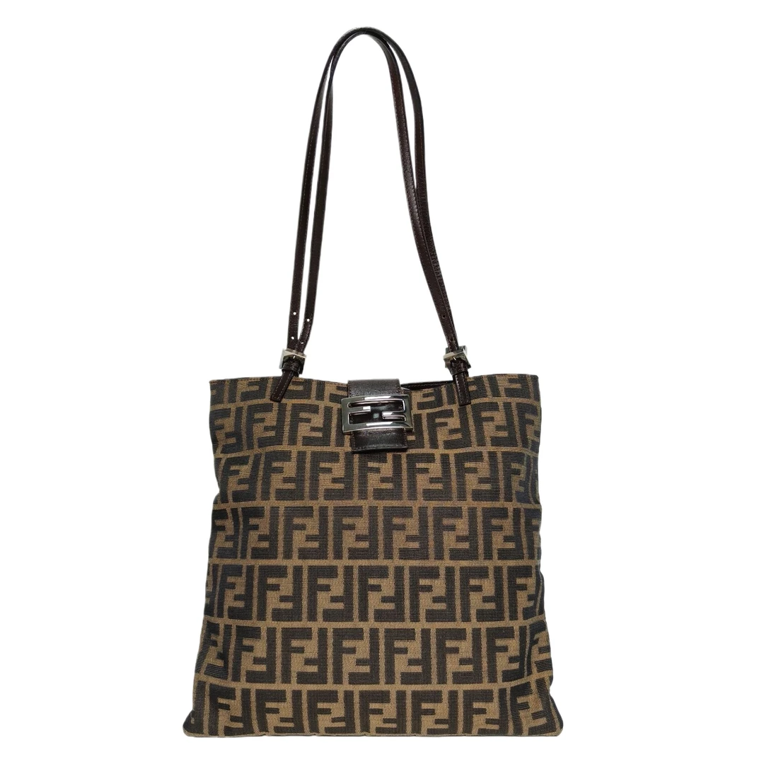 95新 FENDI/芬迪 花花老花 帆布 中古 FF logo 竖版手提琴谱包