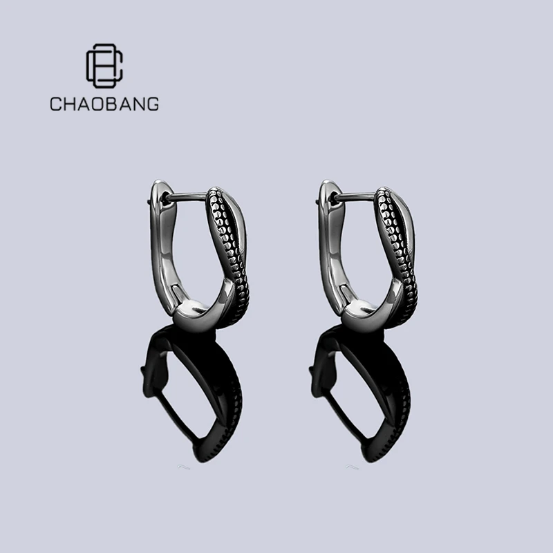 chaobang/潮邦 铜合金耳饰 复古交织莫比乌斯耳环小众做旧ins耳饰