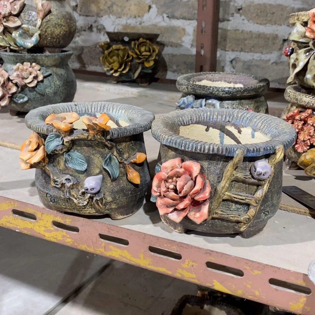 红陶青藤花器多肉花盆