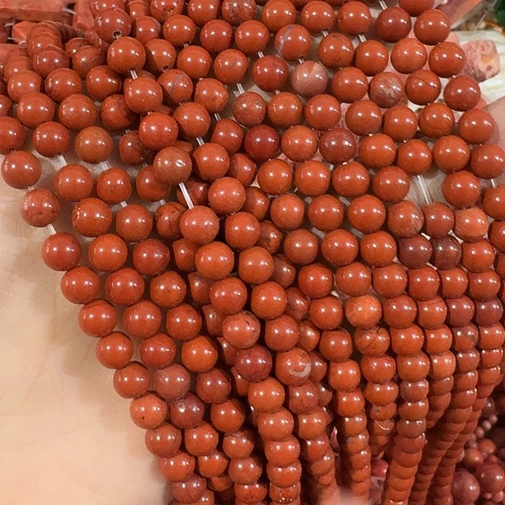 玛瑙/玉髓合金珠宝半成品一条6mm战国红圆珠