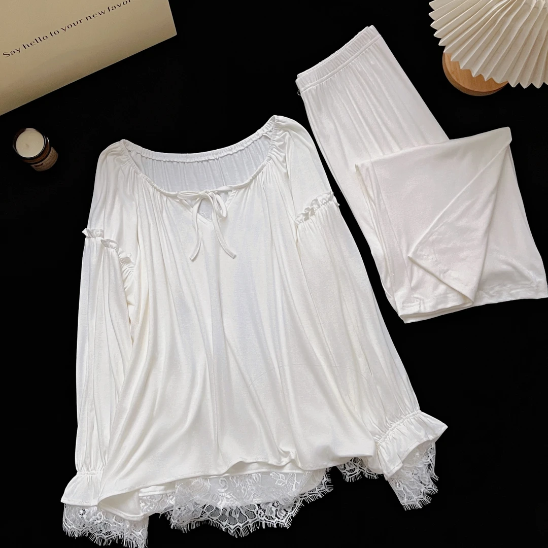 【软玉馨香】莫代尔棉纯欲风睡衣女款爆款2025新款秋冬季套装家居服