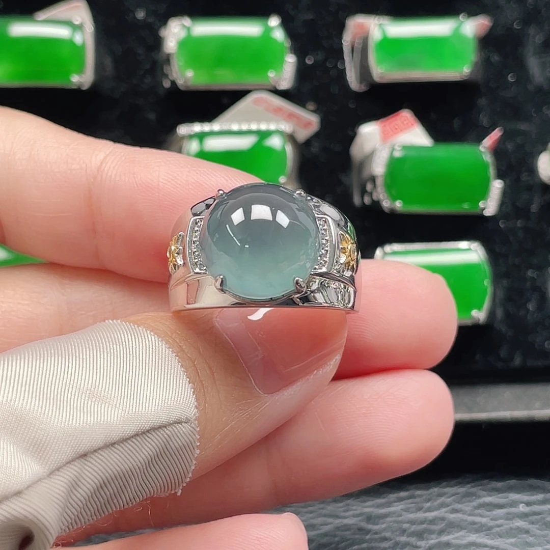 翡翠银S925镶嵌戒指天然A货翡翠没运费险40